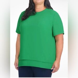 NWT Hilary Radley Women's Short Sleeve Blouse, Green, XXL